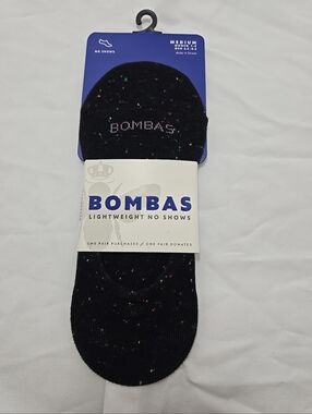 NWT Bombas Cotton Blend Lightweight No Shows Heel Grip Medium Unisex Black